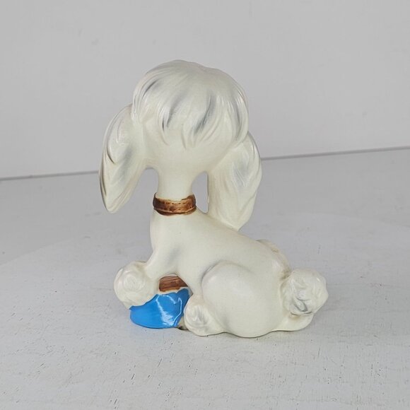 Vintage Norcrest Ceramic Poodle Figurine With Blue Bowl A164 - Picture 4 of 8
